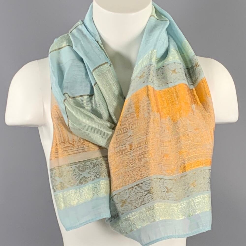 NO BRAND Light Blue Copper Silk Scarves